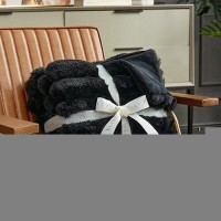 Cozy Bliss Faux Fur Throw Blanket For Couch Cozy Warm Plush Striped Blanket For Sofa Bedroom Living Room 60 80 Inches Black