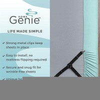 Home Genie Stay In Place Heavy Duty Adjustable Fitted Bed Sheet Straps Easy Install No Mattress Flipping Wrinkle Free Bedding