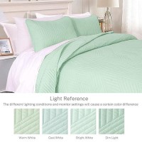 Exclusivo Mezcla Ultrasonic Twin Quilt Bedding Set Lightweight Sage Green Bedspreads Soft Modern Geometric Coverlet Set For All