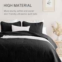 Exclusivo Mezcla Ultrasonic King Quilt Bedding Set Lightweight Black Bedspreads Soft Modern Geometric Coverlet Set For All Seas