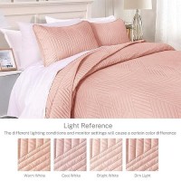 Exclusivo Mezcla Ultrasonic Full Queen Quilt Bedding Set Lightweight Blush Pink Bedspreads Soft Modern Geometric Coverlet Set F