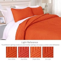 Exclusivo Mezcla Ultrasonic King Quilt Bedding Set Lightweight Burnt Orange Bedspreads Soft Modern Geometric Coverlet Set For A