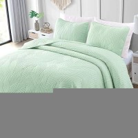 Exclusivo Mezcla California King Quilt Bedding Set Lightweight Sage Green Oversized King Bedspreads Soft Modern Geometric Cover