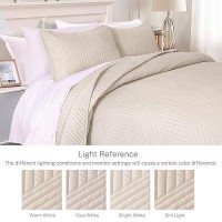 Exclusivo Mezcla Ultrasonic Full Queen Quilt Bedding Set Lightweight Brich Beige Bedspreads Soft Modern Geometric Coverlet Set