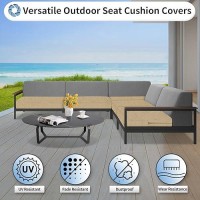 Outdoorlines Faux Linen Outdoor Cushion Covers Replacement 20X18X4 Waterproof Patio Cushion Cover For Outdoor Furniture