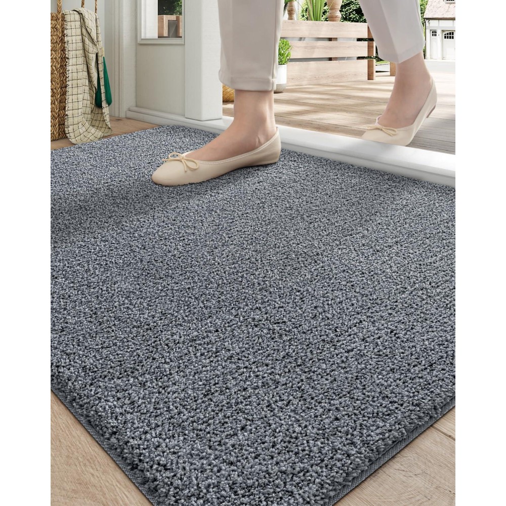 Dexi Dirt Trapper Door Mat Non Slip Washable Entryway Mat Fade And Stain Resistant Low Profile Absorbent Doormat For Entrance