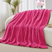 Bedelite Fleece Throw Blanket For Couch - 300Gsm Soft & Warm Fluffy Pink Blanket  Decorative And Giftable Striped Blankets For Women  Men  50