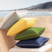 Phantoscope Pack Of 2 Outdoor Waterproof Throw Pillow Covers With Contrast Piping Decorative Square Cushion Case Patio Pillows