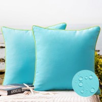 Phantoscope Pack Of 2 Outdoor Waterproof Throw Pillow Covers With Contrast Piping Decorative Square Cushion Case Patio Pillows