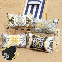 Phantoscope Set Of 4 Outdoor Waterproof Throw Decorative Pillow Cover Geometric Boho Farmhouse Pillows Cushion Case For Patio Fu