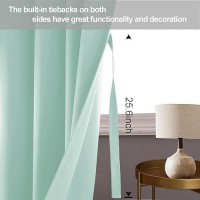 Jiuzhen Aqua Blackout Curtains With Tiebacks Thermal Insulated Light Blocking And Noise Reducing Grommet Curtains For And Livin