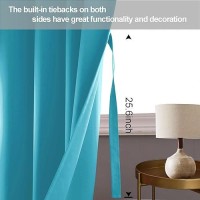 Jiuzhen Peacock Blue Blackout Curtains With Tiebacks Thermal Insulated Light Blocking And Noise Reducing Grommet Curtains For A