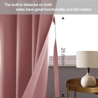 Jiuzhen Dried Rose Blackout Curtains With Tiebacks Thermal Insulated Light Blocking And Noise Reducing Grommet Curtains For And