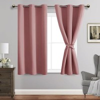 Jiuzhen Dried Rose Blackout Curtains With Tiebacks Thermal Insulated Light Blocking And Noise Reducing Grommet Curtains For And