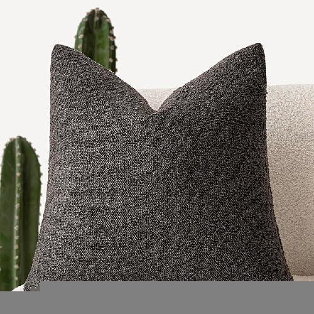 Foindtower Decorative Textured Boucle Throw Pillow Covers Accent Solid Pillow Cases Neutral Soft Cozy Couch Cushion Case For Cha