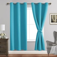 Jiuzhen Peacock Blue Blackout Curtains With Tiebacks Thermal Insulated Light Blocking And Noise Reducing Grommet Curtains For A