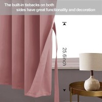 Jiuzhen Dried Rose Blackout Curtains With Tiebacks Thermal Insulated Light Blocking And Noise Reducing Grommet Curtains For And