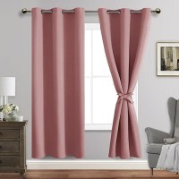 Jiuzhen Dried Rose Blackout Curtains With Tiebacks Thermal Insulated Light Blocking And Noise Reducing Grommet Curtains For And