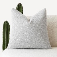 Foindtower Decorative Textured Boucle Throw Pillow Covers Accent Solid Pillow Cases Neutral Soft Cozy Couch Cushion Case For Cha