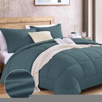 Monbix Comforter Set 2Piecetwin Xl66 X90 Dark Green All Seasons Quilting Design Microfiber Breathable Washable 1