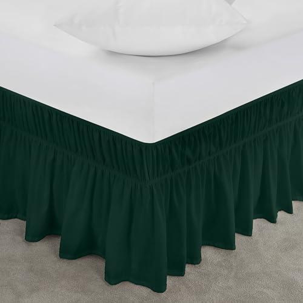 Utopia Bedding Queen Elastic Bed Ruffle Easy Wrap Around Ruffle Microfiber Bed Skirt With Adjustable Elastic Belt 16 Inch Ta