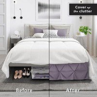 Nestl Grayish Purple Bed Skirt King Size Pinch Pleat King Bed Skirt 14 Inch Drop King Bedskirt Hotel Quality Purple Bed Ski