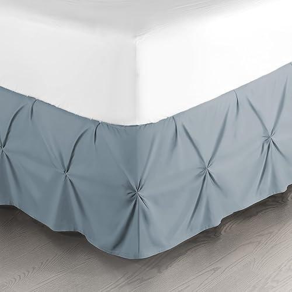 Nestl Stone Blue Bed Skirt Full Size Pinch Pleat Full Bed Skirt 14 Inch Drop Full Bedskirt Hotel Quality Stone Blue Bed Ski