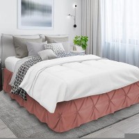 Nestl Pink Clay Bed Skirt Cal King Size Pinch Pleat Cal King Bed Skirt 14 Inch Drop Cal King Bedskirt Hotel Quality Bed Ski