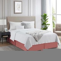 Nestl Pink Clay Bed Skirt Cal King Size Cal King Bed Skirt 14 Inch Drop Brushed Microfiber Bed Skirts Hotel Quality Pleate