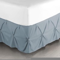 Nestl Stone Blue Bed Skirt King Size Pinch Pleat King Bed Skirt 14 Inch Drop King Bedskirt Hotel Quality Stone Blue Bed Ski