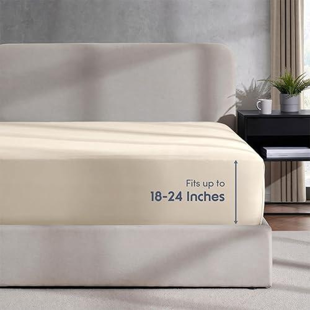 Nestl Linen California King Fitted Sheet Extra Deep Pocket Cal King Fitted Sheet Only 1800 Microfiber Fitted Bed Sheet Ultra