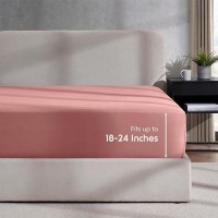 Nestl Extra Deep Pocket King Fitted Sheet Pink Clay Fitted Sheet King Size 1800 Microfiber King Fitted Sheet Only Soft King B