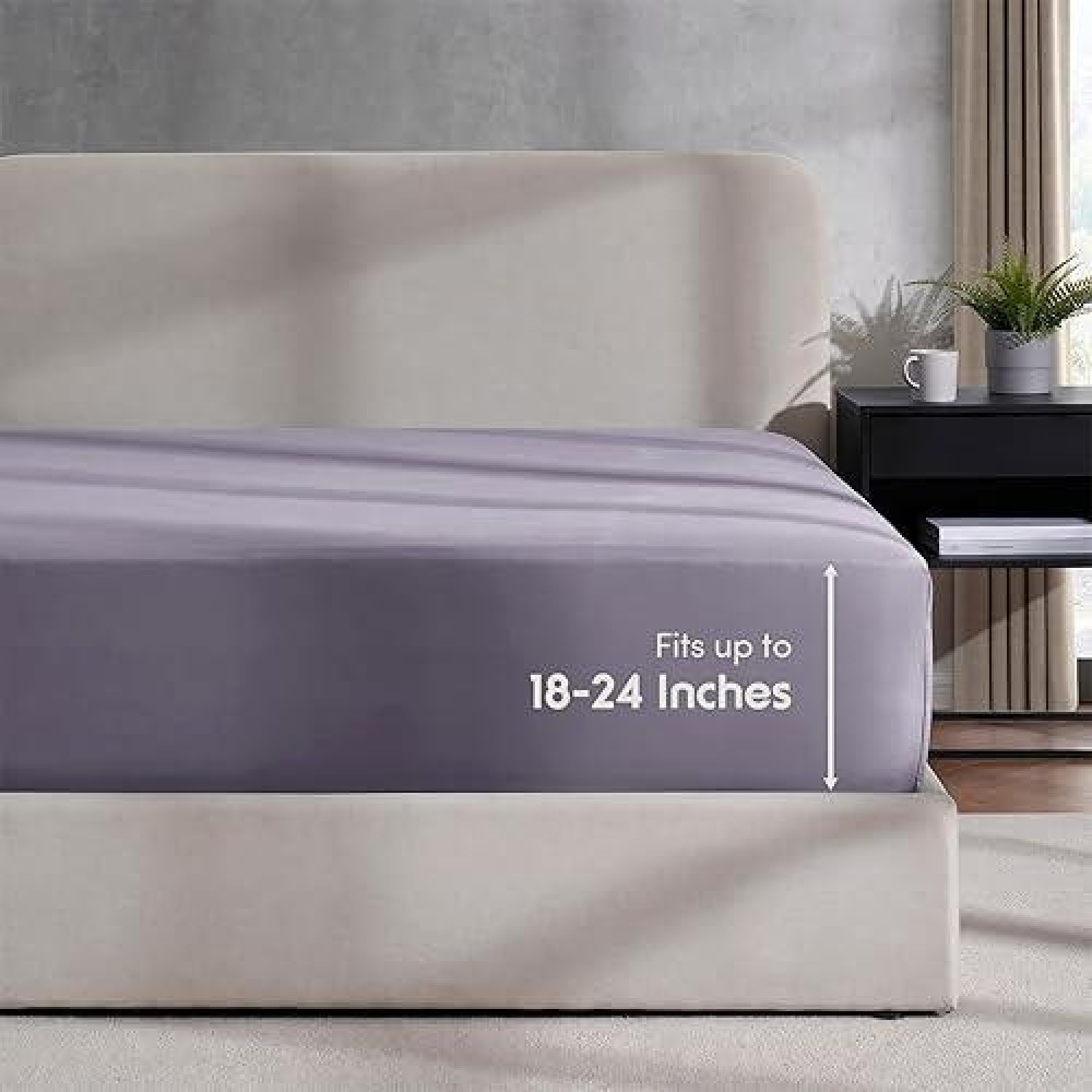 Nestl Dusty Purple Twin Fitted Sheet Kids Extra Deep Pocket Fitted Sheet Twin Size 1800 Microfiber Fitted Twin Sheet Only Ult