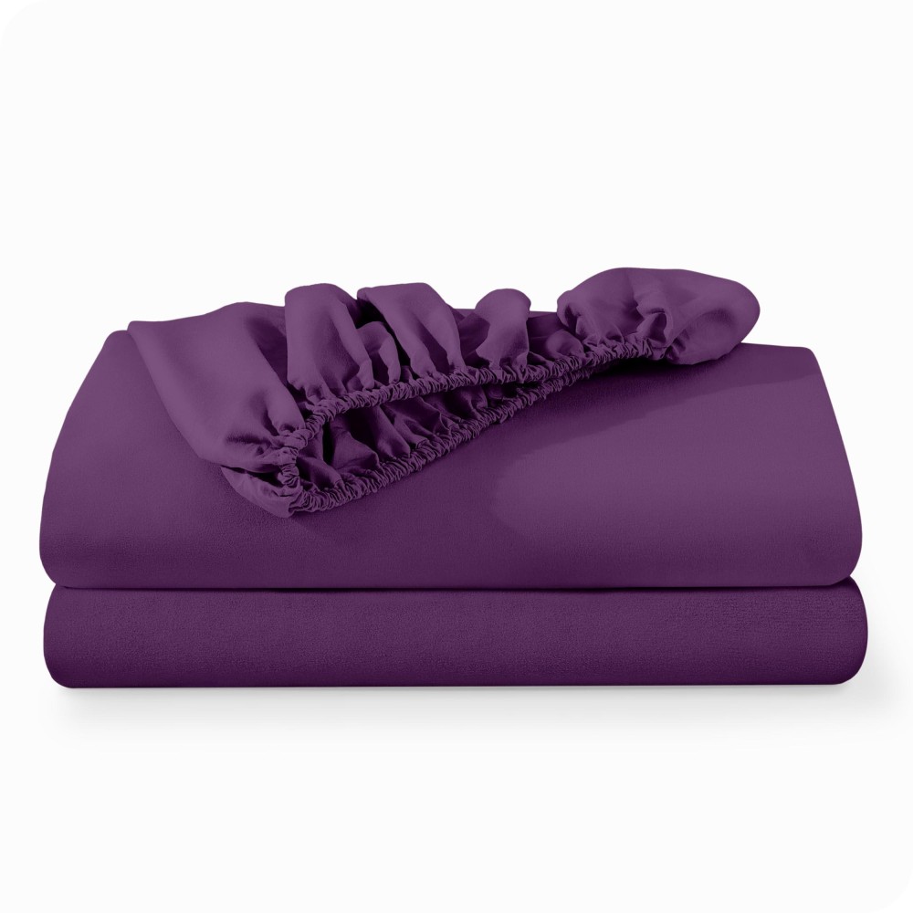 Bare Home 2Pack Fitted Bottom Sheets Twin Premium 1800 Ultrasoft Wrinkle Resistant Microfiber Deep Pocket Twin Plum