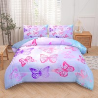 Tailor Shop Butterfly Comforter Sets King Size Purple Butterfly Bedding Sets For Girls Kids Teens With 2 Pillowcase