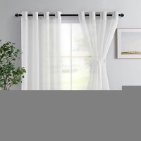 Hiasan Sheer Curtains 54 Inch Length With Tiebacks Light Filtering Semi Transparent Airy Voile Chiffon Drapes Grommet Window Cu