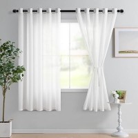 Hiasan Sheer Curtains 63 Inch Length With Tiebacks Light Filtering Extra Wide Semi Voile Curtains Grommet Window Chiffon Drapes