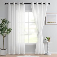 Hiasan Sheer Curtains For Living Room With Tiebacks Light Filtering Airy Voile Chiffon Drapes Grommet Top Window Curtains For B