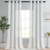 Hiasan Sheer Curtains For Living Room With Tiebacks Light Filtering Voile Chiffon Drapes Airy Breathable Grommet Top Window Cur