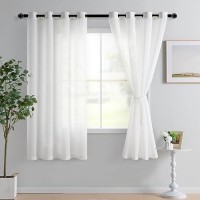 Hiasan Sheer Curtains With Tiebacks Light Filtering Airy Breathable Voile Chiffon Drapes Grommet Window Curtains For Living Roo