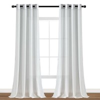 Hiasan Sheer Curtains 96 Inches Long With Tiebacks Light Filtering Semi Voile Chiffon Drapes Extra Long Grommet Window Curtains