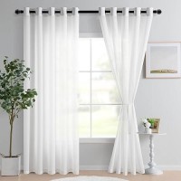 Hiasan Sheer Curtains For Bedroom With Tiebacks Light Filtering Extra Wide Semi Chiffon Voile Textured Grommet Window Curtains