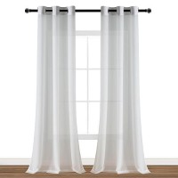 Hiasan Sheer Curtains 96 Inches Long With Tiebacks Light Filtering Airy Voile Chiffon Drapes Extra Long Grommet Window Curtains