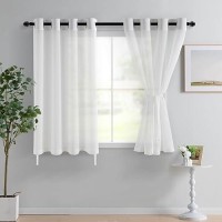 Hiasan Sheer Curtains For Bedroom With Tiebacks Light Filtering Voile Chiffon Drapes Airy Breathable Grommet Top Window Curtain