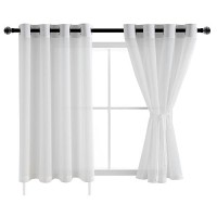 Hiasan Sheer Curtains For Bedroom With Tiebacks Light Filtering Voile Chiffon Drapes Airy Breathable Grommet Top Window Curtain