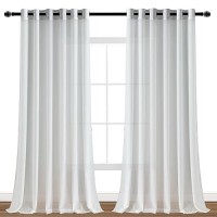 Hiasan Sheer Curtains 96 Inches Long With Tiebacks Light Filtering Breathable Chiffon Voile Drapes Grommet Window Curtains For