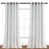 Hiasan Sheer Curtains For Bedroom With Tiebacks Light Filtering Extra Wide Semi Chiffon Voile Textured Grommet Window Curtains