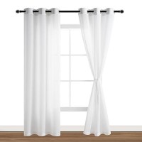 Hiasan Sheer Curtains 84 Inches Long With Tiebacks Light Filtering Semi Voile Chiffon Drapes Extra Long Grommet Window Curtains