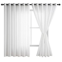 Hiasan Sheer Curtains For Bedroom With Tiebacks Light Filtering Chiffon Voile Textured Curtains Extra Wide Grommet Window Drape