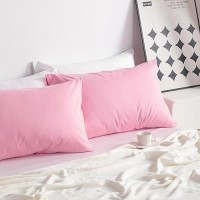 Ntbay Standard Cotton Pillowcases - Envelope Closure 20X26 Pillowcases Set Of 2  Breathable And Soft Bed Pillow Cases  Pink